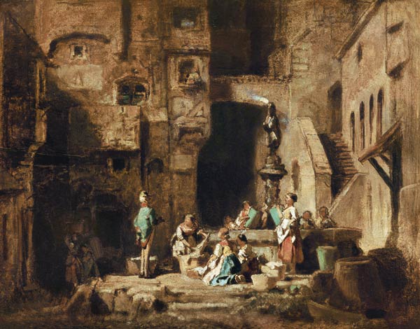 Wäscherinnen am Brunnen von Carl Spitzweg