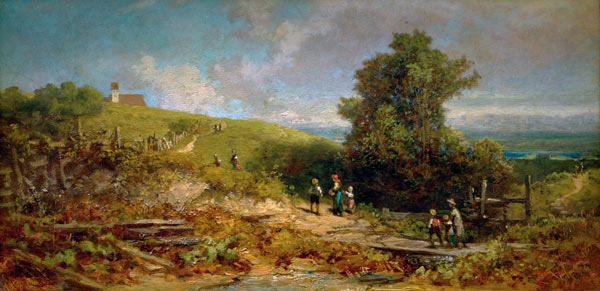 Auf dem Kirchsteig von Carl Spitzweg