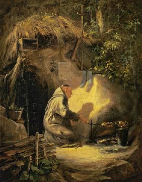 Eremit, Hühnchen bratend