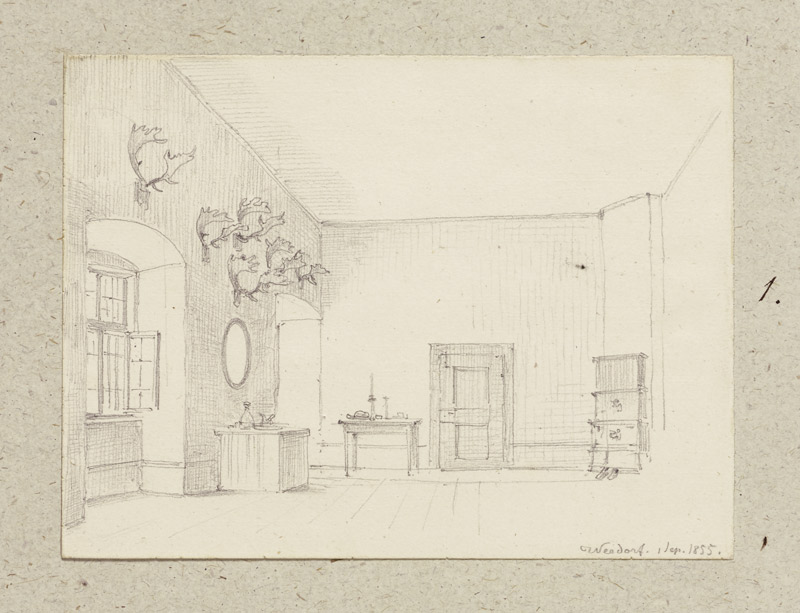 Jagdzimmer mit Ofen, in Werdorf von Carl Theodor Reiffenstein