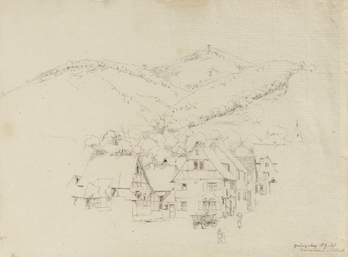 Zwingenberg, im Hintergrund der Melibokus von Carl Theodor Reiffenstein