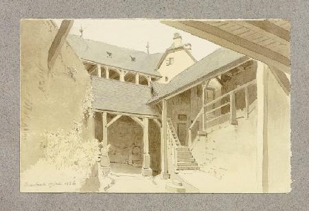 Aufgang zur Kernburg der Marksburg mit Großer Batterie und Vogtsturm in Braubach