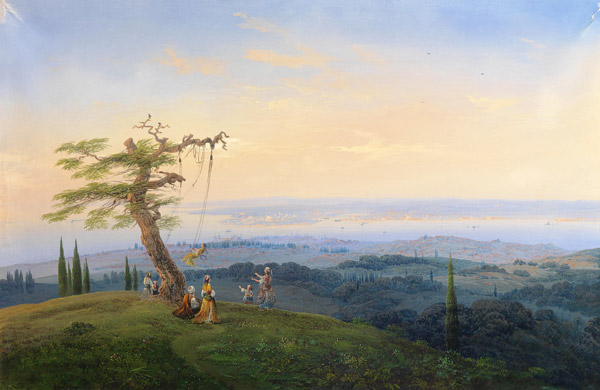 Abendliches Vergnügen vor den Toren Konstantinopels von Carlo Bossoli