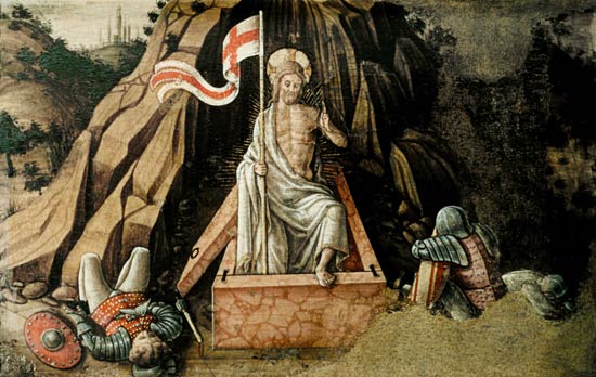 The Resurrection, right hand predella panel from the San Silvestro polyptych von Carlo Crivelli