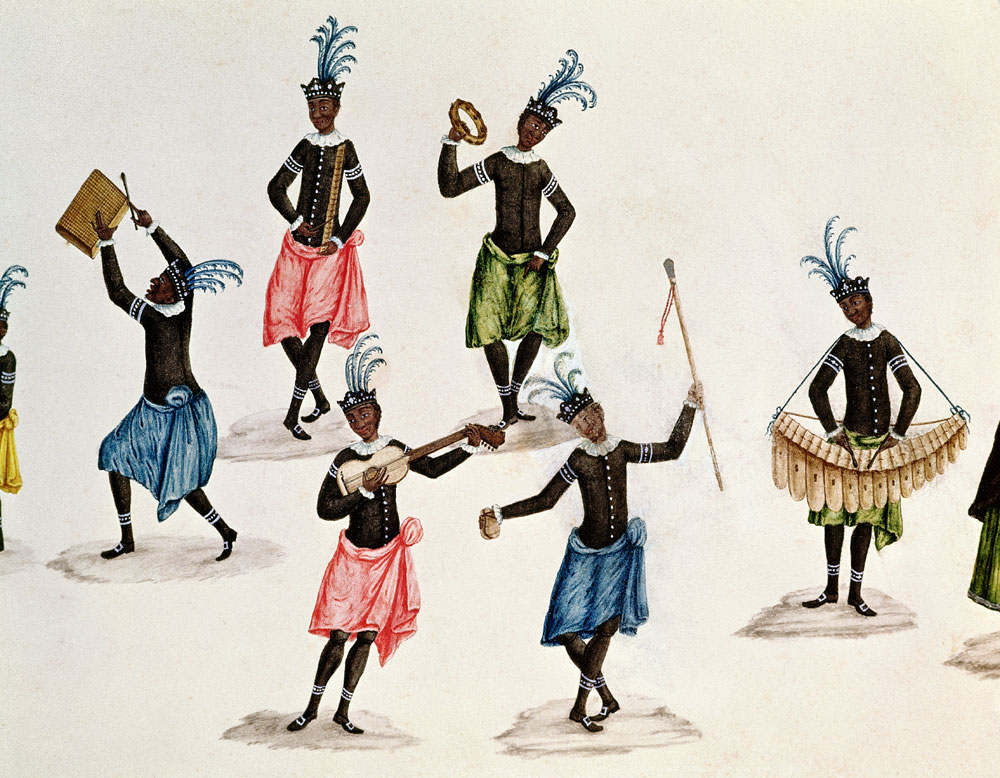 King and his Suite, detail depicting the musicians  on von Carlos Juliao