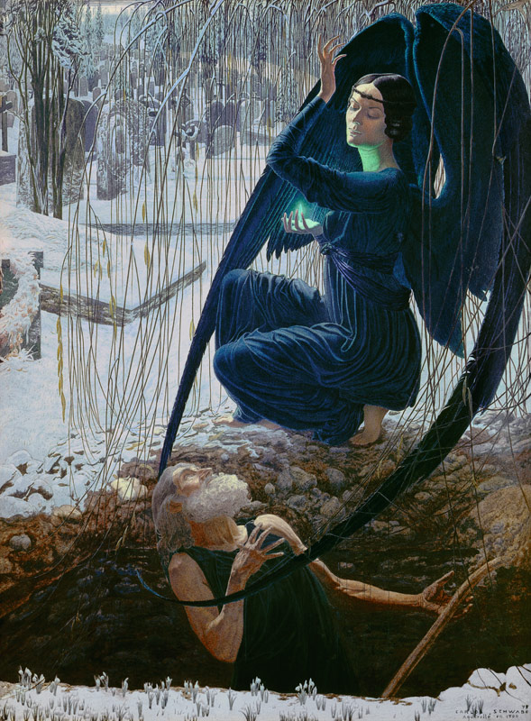Der Totengräber und der Todesengel von Carlos Schwabe