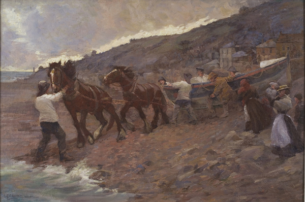 Launching the Lifeboat von Caroline St Clair Graham