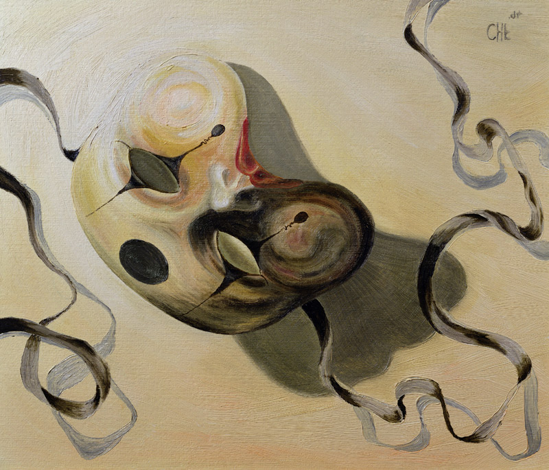 Carnival Mask I (oil on paper)  von Carolyn  Hubbard-Ford