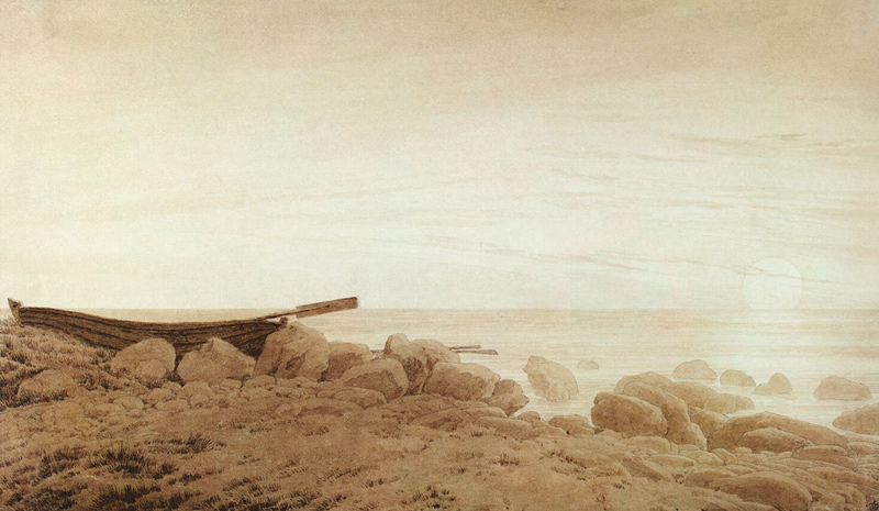 Boot an der Küste. Mondaufgang von Caspar David Friedrich
