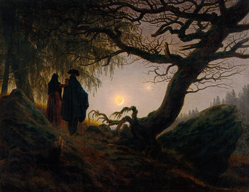 Mann und Frau den Mond betrachtend von Caspar David Friedrich