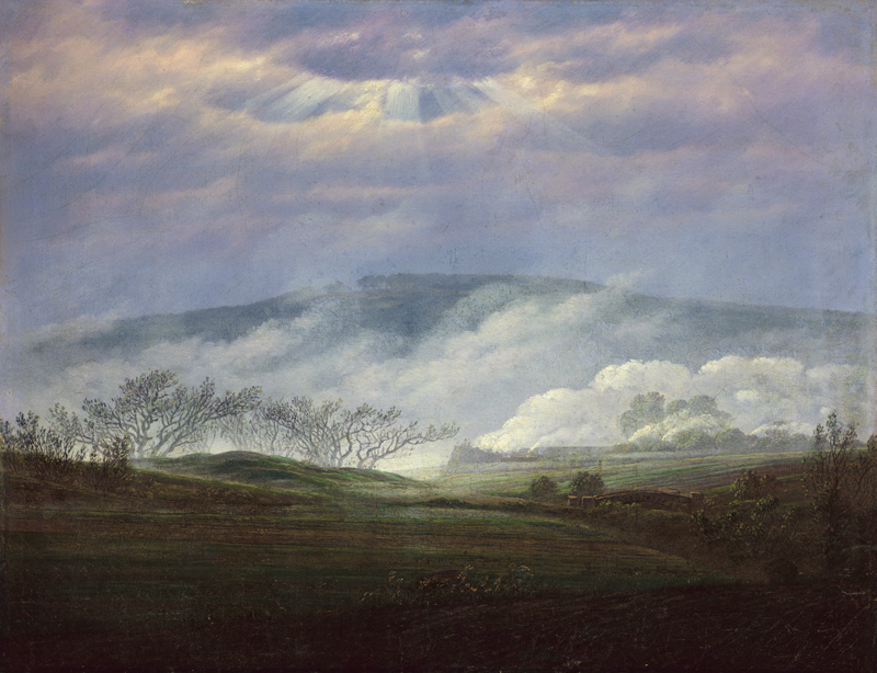 Nebel im Elbtal von Caspar David Friedrich