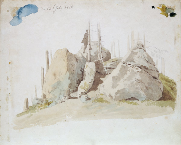 Rock and Tree: unfinished study von Caspar David Friedrich