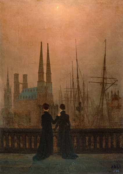 Harbour at Night (Sisters) von Caspar David Friedrich