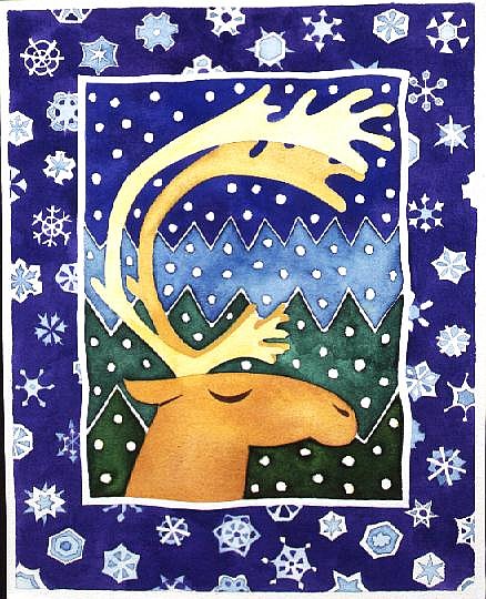 Reindeer and Snowflakes  von Cathy  Baxter