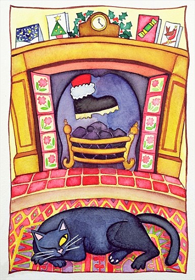 Santa Arriving Down the Chimney  von Cathy  Baxter