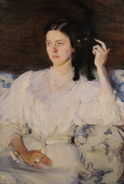 Sita and Sarita, or Young Girl with a Cat von Cecilia Beaux