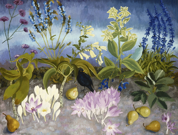 Blackbird and Flowers von Cedric Morris