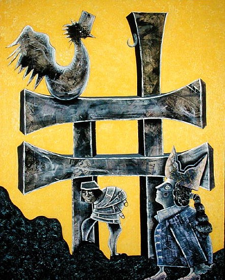 The Return of the Inquisition (oil & mixed media on board)  von Celia  Washington