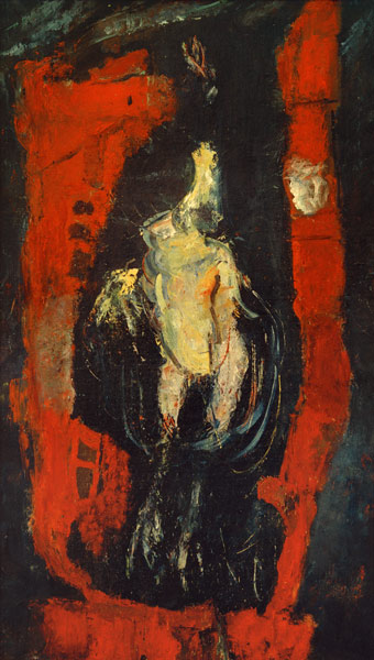 Geflügel, vor roter Mauer hängend von Chaim Soutine