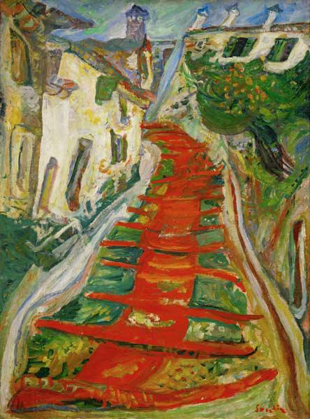 Rote Treppe in Cagnes