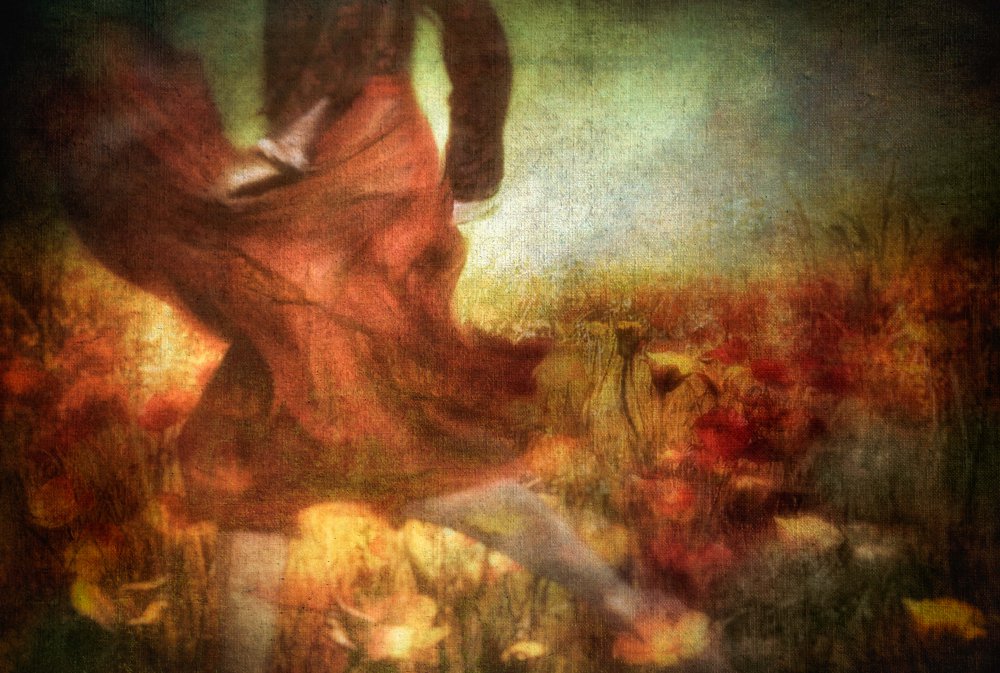 Flowers sewn by the colours of red... von Charlaine Gerber