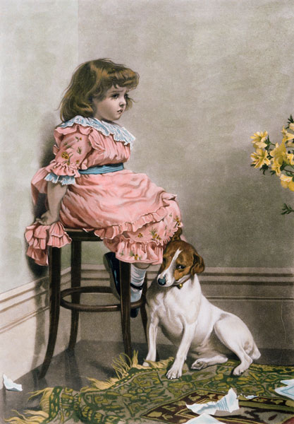 In Disgrace, mezzotint by F. Stacpoole, with hand colouring, pub by Thomas McLean von Charles Burton Barber