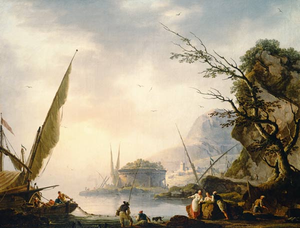 A southern coastal scene von Charles Francois Lacroix de Marseille