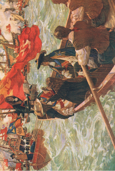 Home coming of Charles II, illustration from The History of the British People published by Waverley von Charles Murray Padday