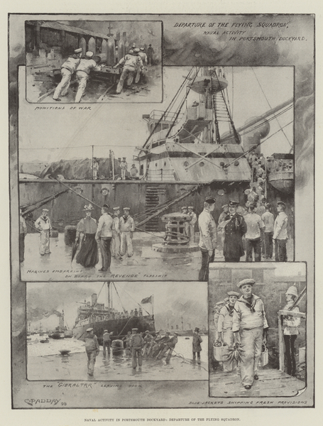 Naval Activity in Portsmouth Dockyard, Departure of the Flying Squadron von Charles Murray Padday