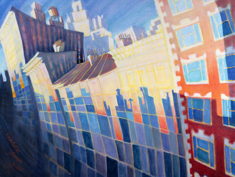 Sunset, Waverly Place, New York City, 1995 (oil on canvas)  von Charlotte  Johnson Wahl