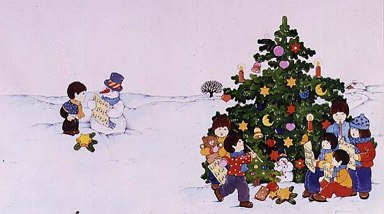 Carol Singers in front of a Christmas Tree  von Christian  Kaempf