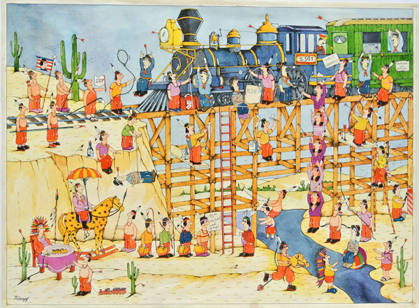 Indian Attack on a Train von Christian  Kaempf