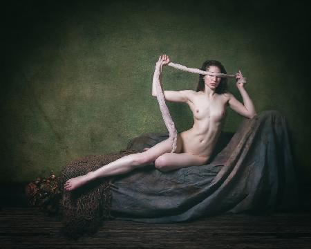 mit verbundenen Augen