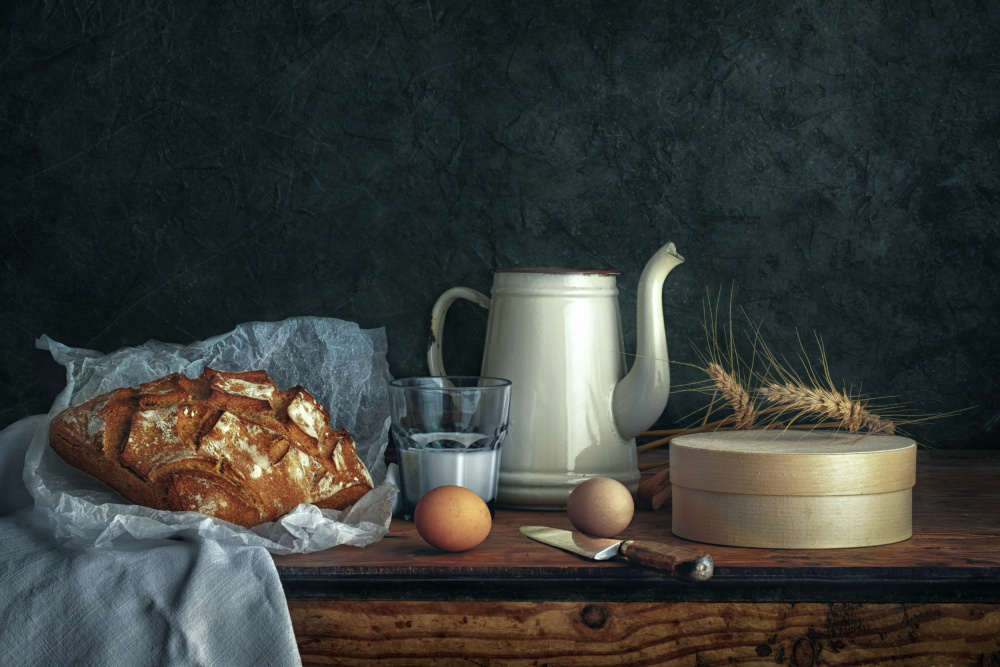 Still Life with Eggs, Milk and Bread von Christian MARCEL