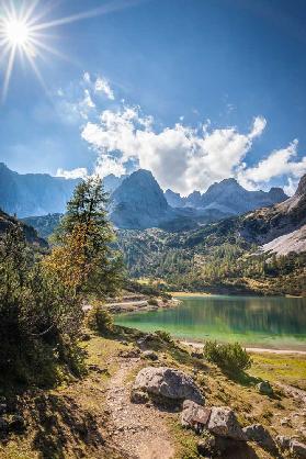 Weg zum Seebensee im Gaistal mit Blick zum Rauher Kopf, Ehrwald