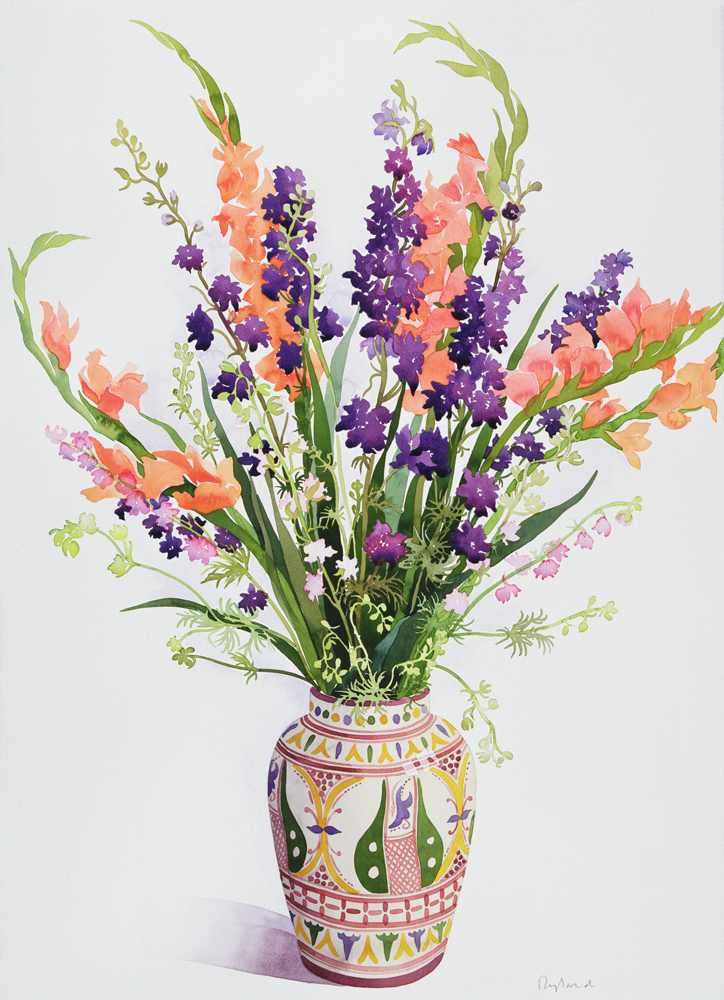 Larkspur and Gladioli in a Moroccan Vase von Christopher  Ryland