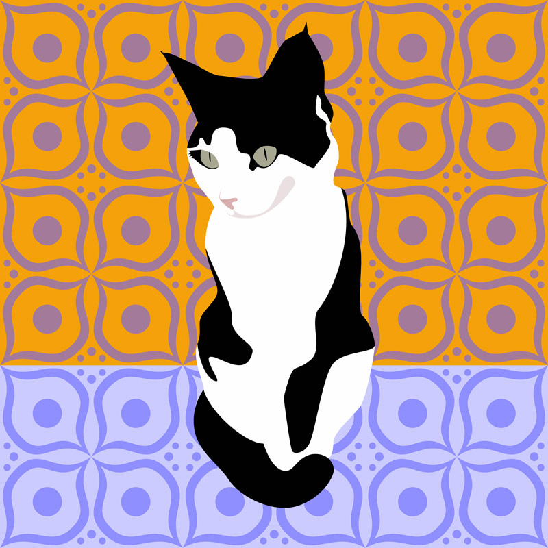 Cat on Morrocan Tiles von Claire Huntley