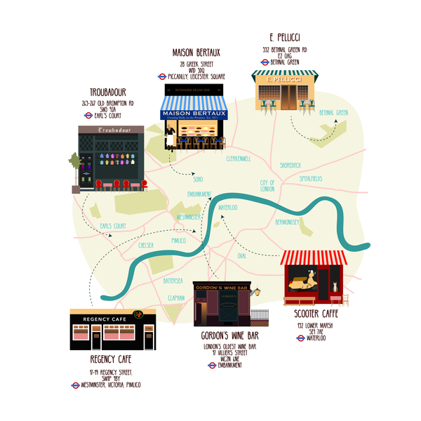 Map of Unique London Eateries and Bars von Claire Huntley