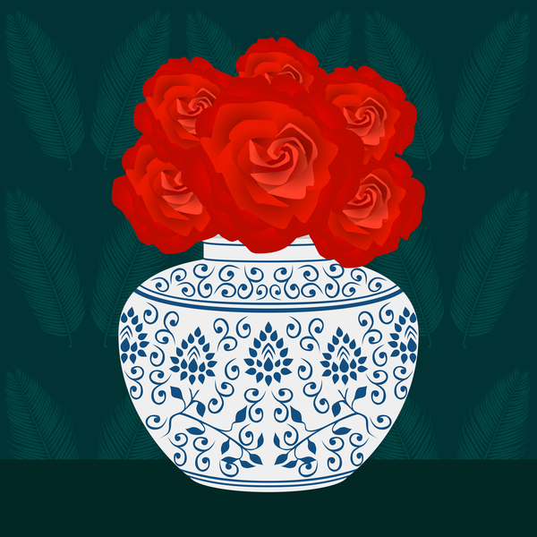 Ming vase with Roses von Claire Huntley