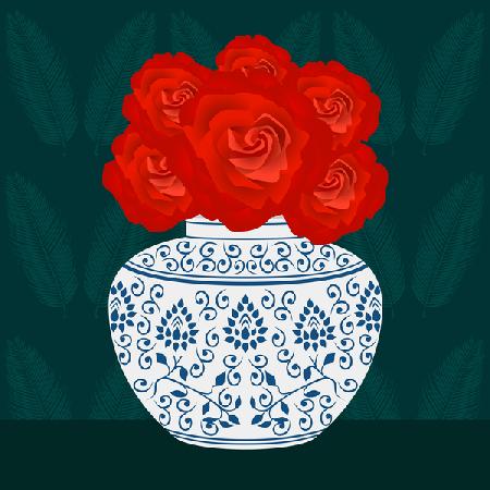 Ming vase with Roses
