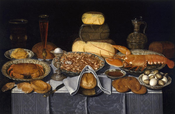 Stillleben mit Krabbe, Garnelen und Hummer von Clara Peeters
