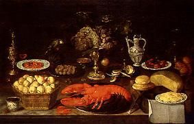 Stillleben mit Früchten, Hummer und Käse von Clara Peeters