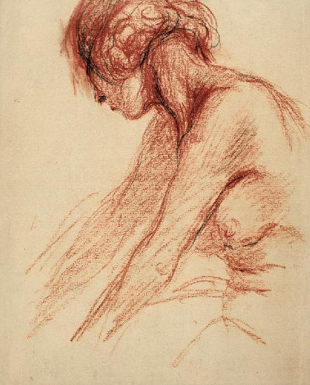 Sitzender weiblicher Akt mit abgewandtem Kopf