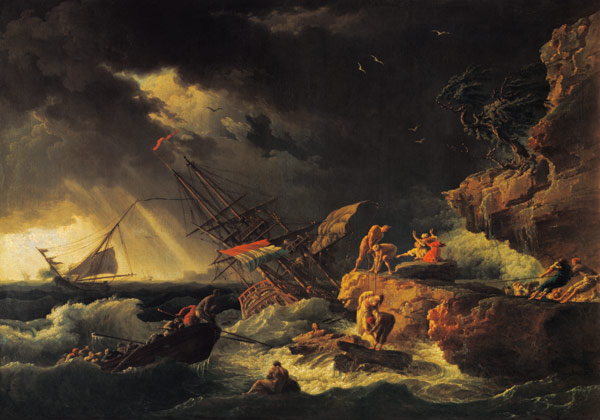 Stürmische See mit gescheitertem Segelschiff von Claude Joseph Vernet