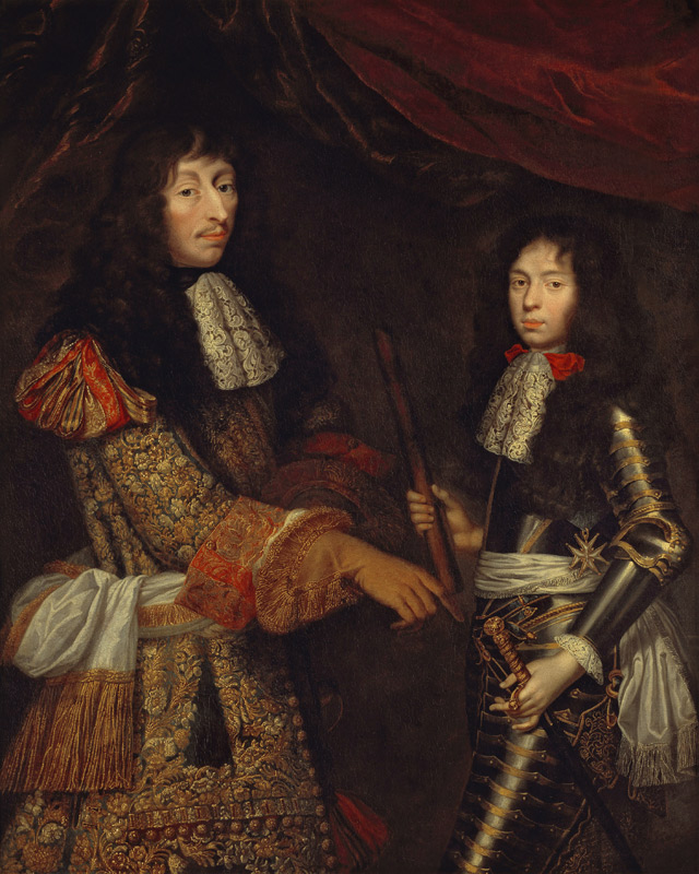 Louis II (1621-86) de Bourbon and his son Duke of Enghien von Claude Lefebvre