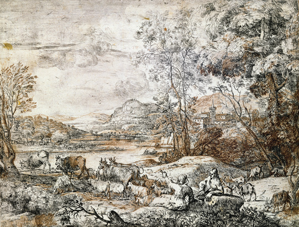 A Shepherd and Shepherdess Conversing von Claude Lorrain