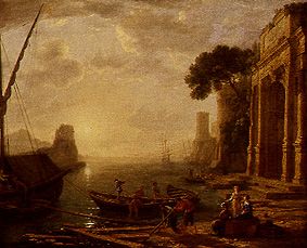 Sonnenaufgang in einem orientalischen Hafen von Claude Lorrain