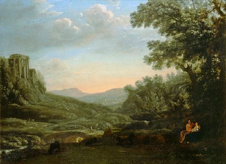 Extensive Wooded Landscape with Ruined Temple