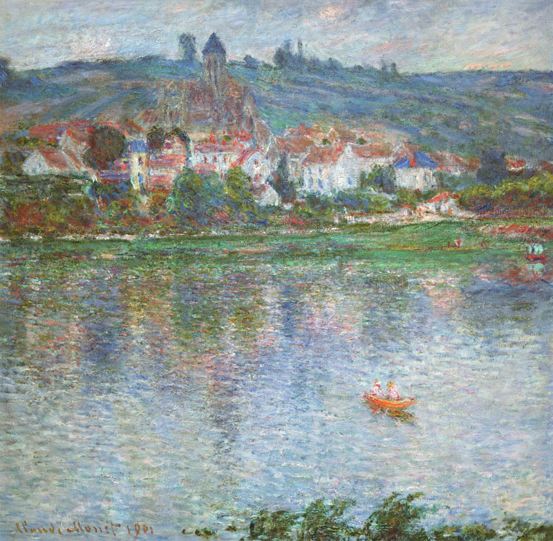 Blick über den Fluss auf Vetheuil von Claude Monet