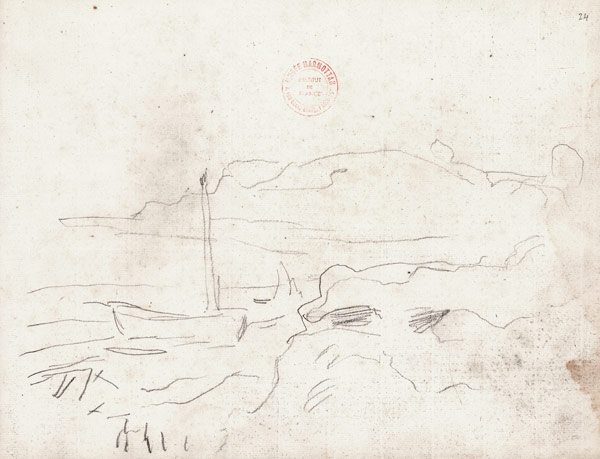 Boat Washed up on the Beach at Sainte-Adresse von Claude Monet